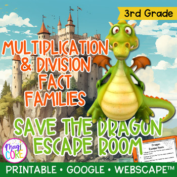Preview of Multiplication & Division Fact Families 3rd Grade Math Escape Room Print Digital