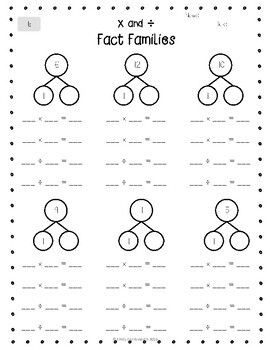 Preview of Multiplication & Division Fact Families - Number Bonds