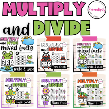 Preview of Multiplication + Division Fact Families Task Cards for 3rd Grade MEGA Bundle