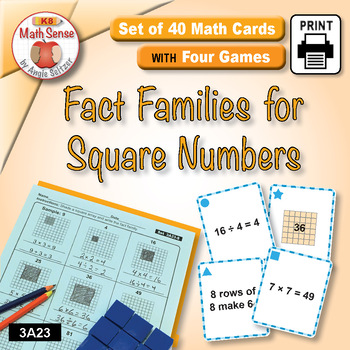 Preview of Multiplication Division Fact Families for Square Numbers: Math Sense Games 3A23