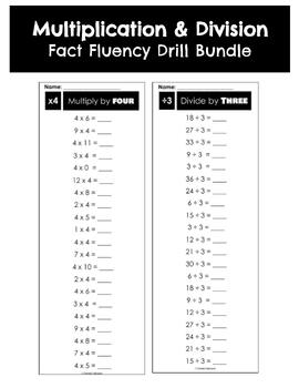 Preview of Multiplication & Division Fact Fluency Drill Bundle - 36 Drills