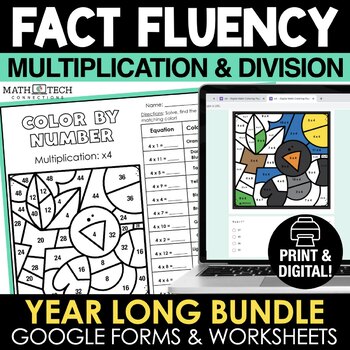 Preview of Multiplication & Division Fact Fluency | Google Forms Digital Color by Code