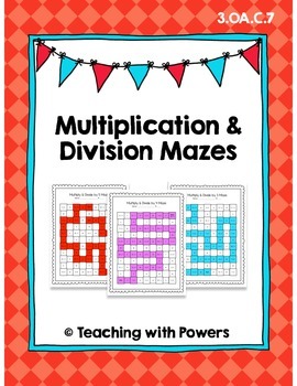 multiplication division math maze worksheets bundle by teaching with powers