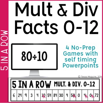 Preview of Multiplication & Division Games | Facts Games 5 in a Row | Fact Fluency