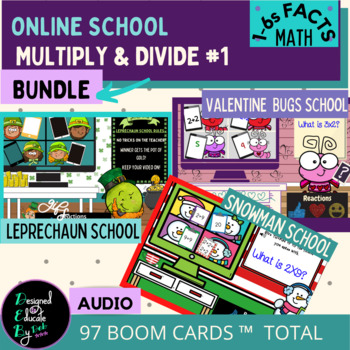 Preview of Multiplication & Division Facts Holiday Online Schools BUNDLE #1