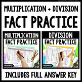 Multiplication & Division Facts Practice Worksheets Timed 