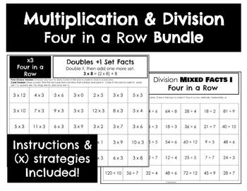Multiplication & Division Four in a Row Bundle - 82 Games - Strategies  Included!