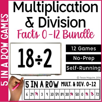 Preview of Multiplication & Division Games Fact Fluency 5 in a Row | Math Fact Practice