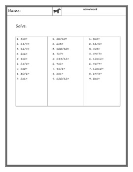 Preview of Multiplication/Division Homework Worksheet