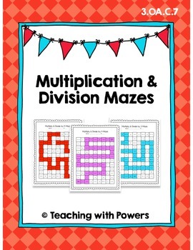 Preview of Multiplication & Division Math Maze Worksheets (BUNDLE)
