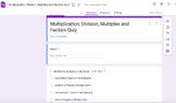 Multiplication, Division, Multiples and Factors Quiz