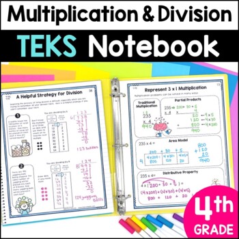 Preview of No Prep Multiplication & Division Notebook 4th Grade TEKS