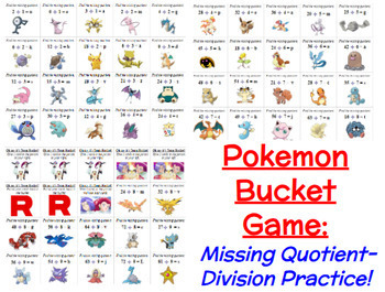 Preview of Multiplication & Division Practice- Pokémon Bucket Game Bundle
