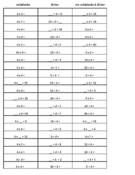 Preview of Multiplication & Division Practice Sheets for 2 facts