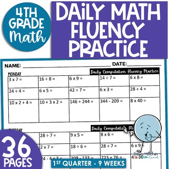 Preview of Multiplication & Division Review Math Facts Fluency Daily Practice 4th Grade Q1