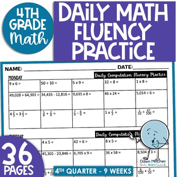 Preview of Multiplication & Division Review Math Facts Fluency Daily Practice 4th Grade Q4