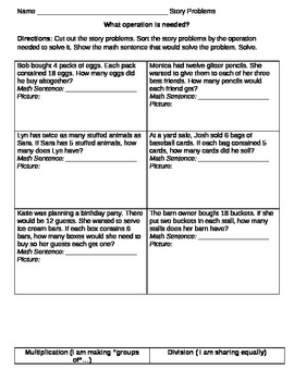 Preview of Multiplication & Division Story Problem Sort