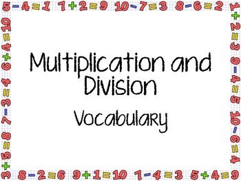 Preview of Multiplication/Division Vocabulary Word Wall Cards, 3rd Grade
