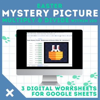 Preview of Multiplication & Division Within 100 | Digital | Mystery Pictures | Easter