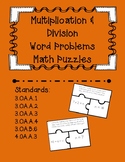 Multiplication & Division Word Problem Task Card Puzzles