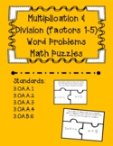 Multiplication & Division Word Problem Task Card Puzzles -