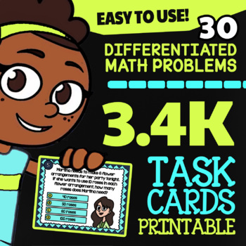 Preview of Multiplication & Division Word Problem Task Cards | TEKS-Aligned | Math TEK 3.4K