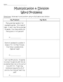 Multiplication & Division Word Problem Worksheet (3.OA.D8)