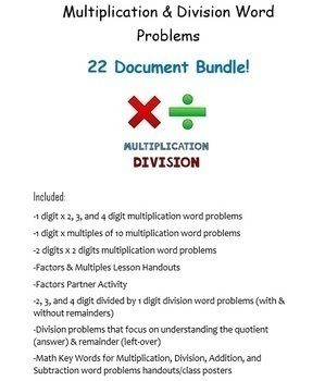 Preview of Multiplication & Division Word Problems Bundle! 22 Microsoft Word Documents