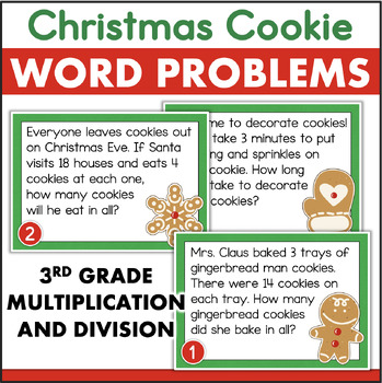 Preview of Christmas Math 3rd 4th Grade Word Problems Multiplication & Division Task Cards