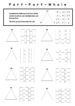 multiplication division worksheets part part whole tpt