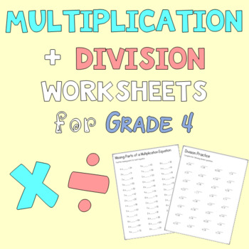 Preview of Multiplication and Division Worksheets for Grade 4 - BC/Ontario