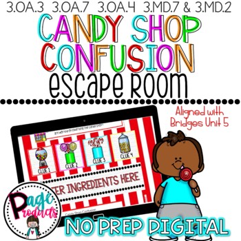 Preview of 3rd Grade Multiplication Division and Area Candy Shop Escape Room