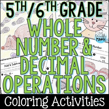 Preview of Multiplication, Division, & Decimal Operations Coloring Practice Activities