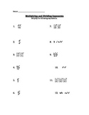 Multiplication & Division of Integer Exponent Worksheet