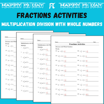 Preview of Multiplication & Division with Whole Numbers Activities Pi Day Worksheet No Prep