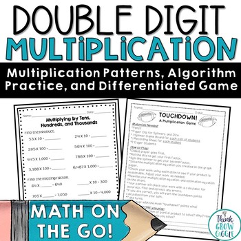 Preview of Double Digit Multiplication Games Practice Activities Dice Game