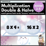 Multiplication Double and Half Strategy Pack Games, Worksheets, Lessons Bundle