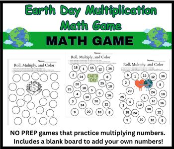 Preview of Multiplication Earth Day Partner Game