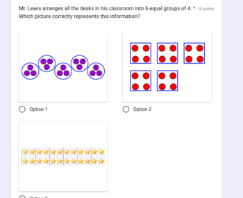 Preview of Multiplication, Equal Groups, Distributive Property Google Forms Assessment