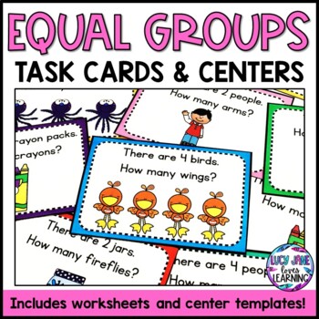 Preview of Multiplication Equal Groups | Early Multiplication Task Cards | Inc Worksheets