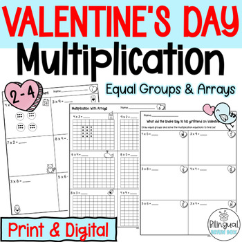 Preview of Multiplication With Equal Groups and Arrays -  Valentine's Day Math Activity