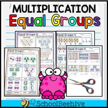 Preview of Multiplication Equal Groups and Repeated Addition Workbook Worksheets