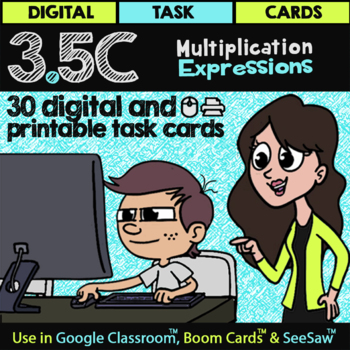 Preview of Multiplication Expressions for Google Slides™ & Boom Cards™ | Math TEK 3.5C