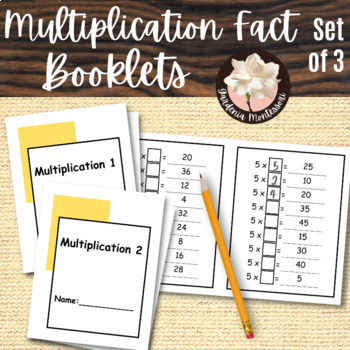 Preview of Multiplication Fact Booklets Set of 3 Missing Factors - Montessori Math Facts