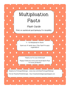 Preview of Multiplication Fact Cards (without Answers)