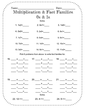 Multiplication Fact Families Worksheets by Working With Wilkins | TpT