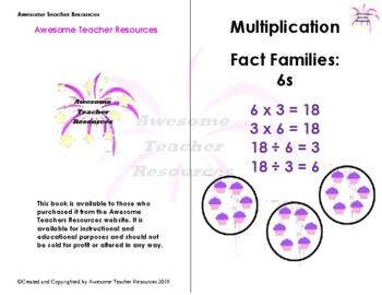 Preview of Multiplication Fact Family Mini-Book: 6s