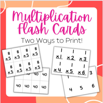 Preview of Multiplication Fact Flash Cards - Ready To Print!