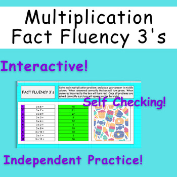 Preview of Multiplication Fact Fluency 3's, Self-Checking