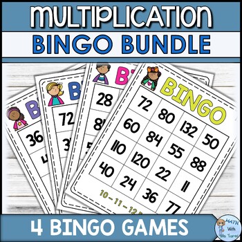 Preview of Multiplication Fact Fluency Bingo Bundle 4x4 Grid | 1 - 12 Facts